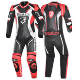 BELA X RACE 1 PC Couro Moto Fatos Preto Branco Vermelho